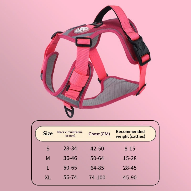 HKM-9120061 Adjustable Large Dog Chest Harness with Leash - Available in Multiple Colors
