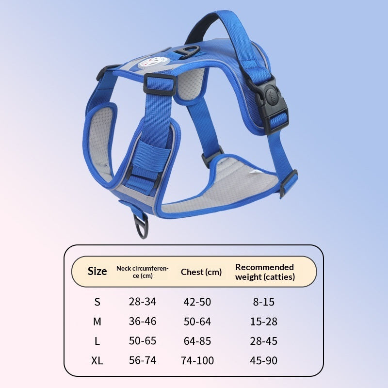 HKM-9120061 Adjustable Large Dog Chest Harness with Leash - Available in Multiple Colors