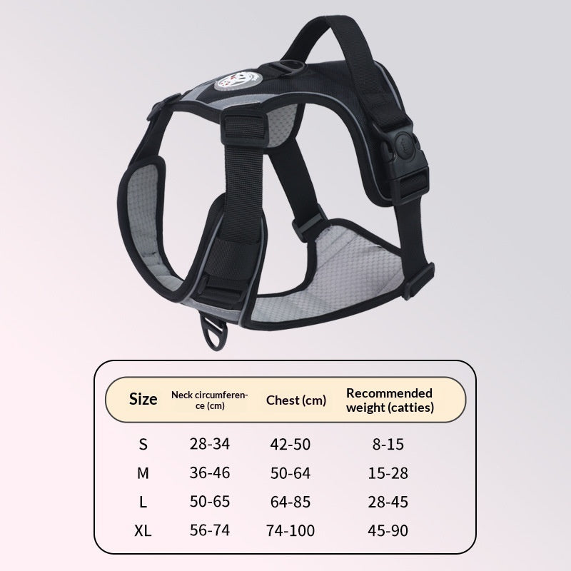 HKM-9120061 Adjustable Large Dog Chest Harness with Leash - Available in Multiple Colors