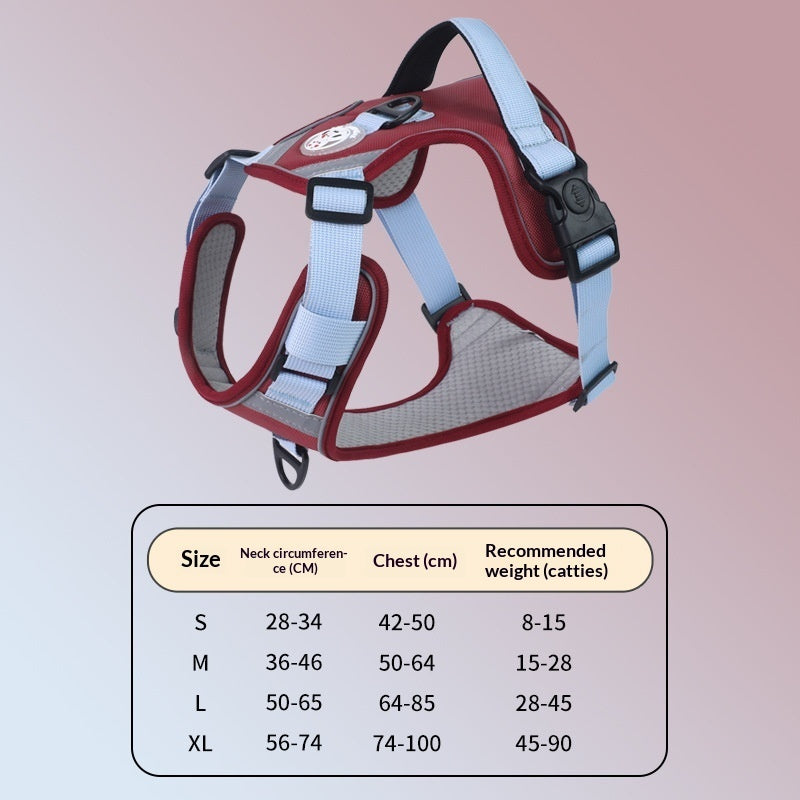 HKM-9120061 Adjustable Large Dog Chest Harness with Leash - Available in Multiple Colors