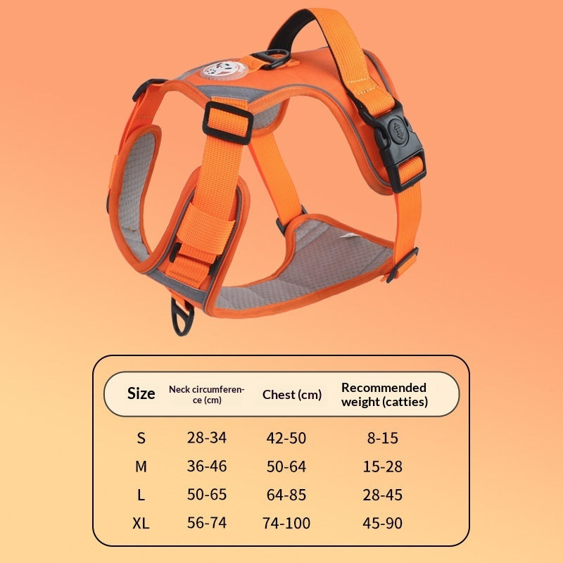 HKM-9120061 Adjustable Large Dog Chest Harness with Leash - Available in Multiple Colors