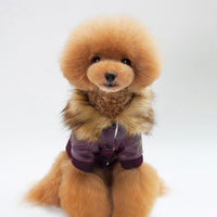HKM-9120829 Warm Pet Fur Collar Coat in Black and Wine Red - European and American Style, Available in Multiple Sizes