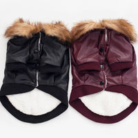 HKM-9120829 Warm Pet Fur Collar Coat in Black and Wine Red - European and American Style, Available in Multiple Sizes