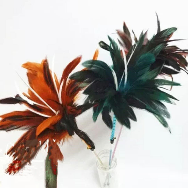 HKM-9121085 Colorful Feather Cat Toy Stick for Engaging Playtime and Exercise