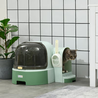 HKM-9121725 Spacious Green Cat Litter Box with Easy Clean Features and Litter Scoop