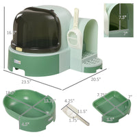 HKM-9121725 Spacious Green Cat Litter Box with Easy Clean Features and Litter Scoop