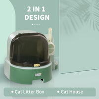 HKM-9121725 Spacious Green Cat Litter Box with Easy Clean Features and Litter Scoop