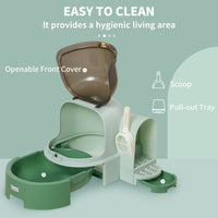 HKM-9121725 Spacious Green Cat Litter Box with Easy Clean Features and Litter Scoop