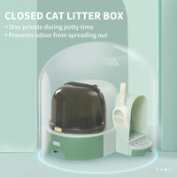 HKM-9121725 Spacious Green Cat Litter Box with Easy Clean Features and Litter Scoop