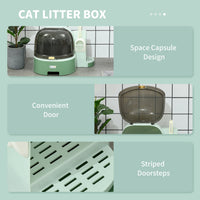 HKM-9121725 Spacious Green Cat Litter Box with Easy Clean Features and Litter Scoop