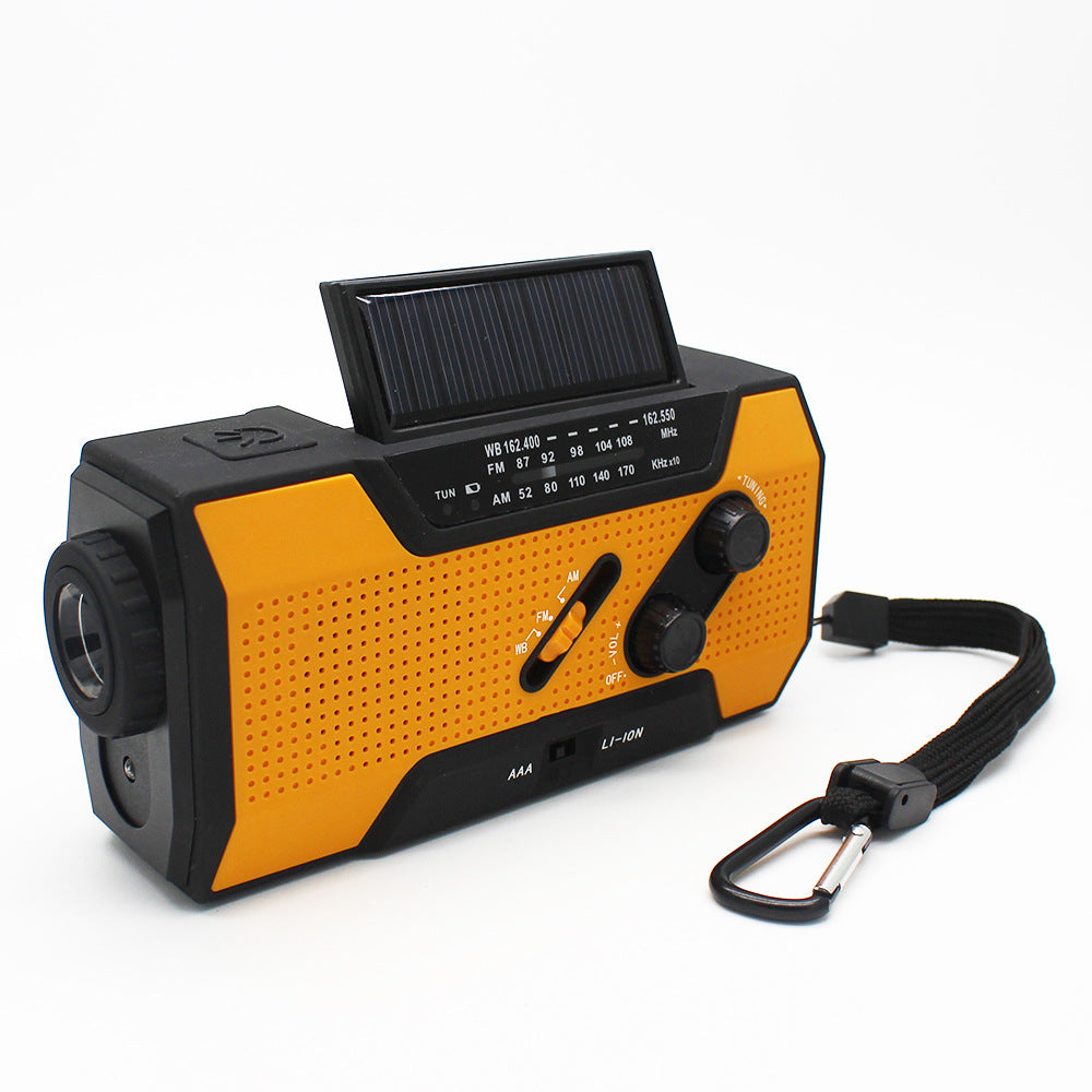 HKM-912211 Hand Crank Solar-Powered Emergency Radio with USB Charging and LED Flashlight