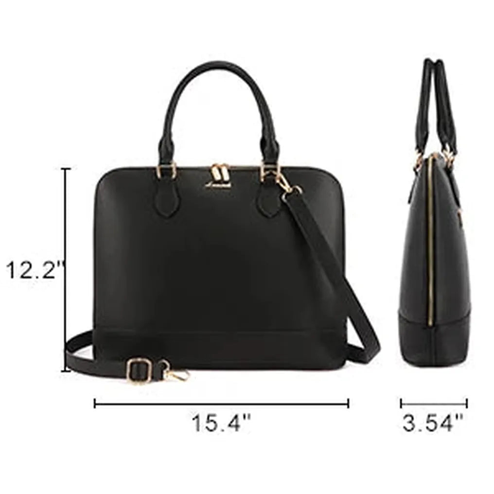 HKM-912403 Spacious PU Leather Laptop Tote and Crossbody Bag Set for 15.6-inch Laptops