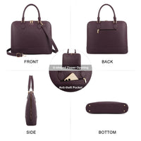 HKM-912403 Spacious PU Leather Laptop Tote and Crossbody Bag Set for 15.6-inch Laptops