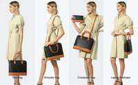 HKM-912403 Spacious PU Leather Laptop Tote and Crossbody Bag Set for 15.6-inch Laptops