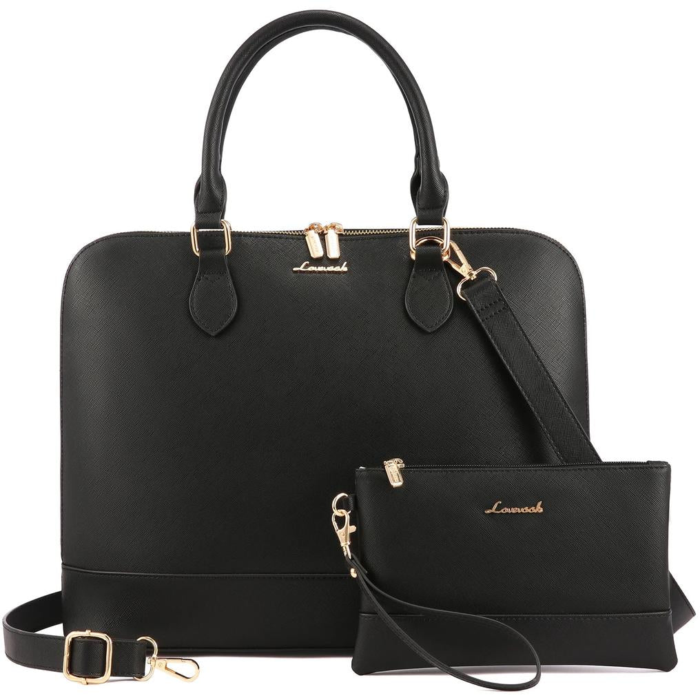 HKM-912403 Spacious PU Leather Laptop Tote and Crossbody Bag Set for 15.6-inch Laptops