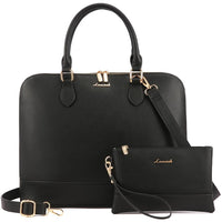 HKM-912403 Spacious PU Leather Laptop Tote and Crossbody Bag Set for 15.6-inch Laptops