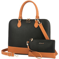 HKM-912403 Spacious PU Leather Laptop Tote and Crossbody Bag Set for 15.6-inch Laptops