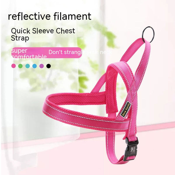 HKM-9125309 Luminous Reflective Nylon Chest Strap with Quick Sleeve for Pets in Multiple Colors