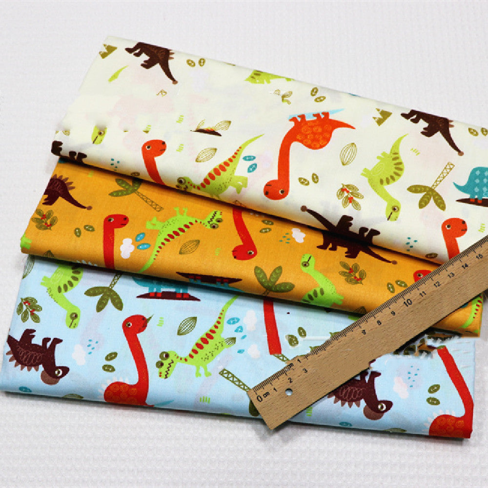 HKM-912531 Dinosaur Pattern Cotton Fabric Set – 100% Natural, Four-Piece Collection