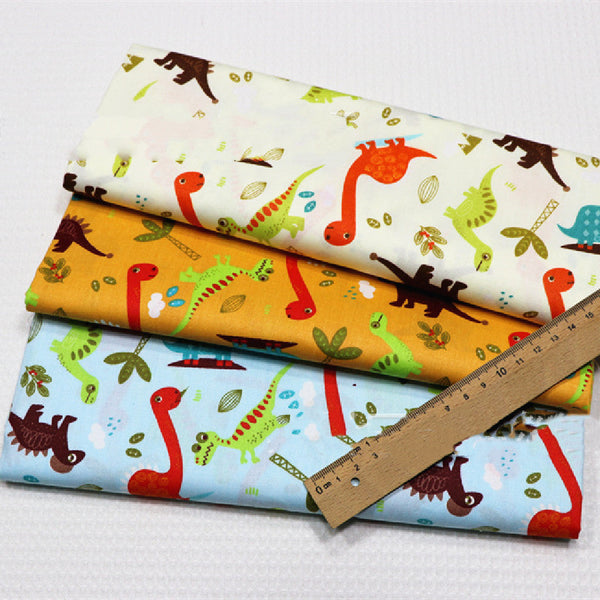 HKM-912531 Dinosaur Pattern Cotton Fabric Set – 100% Natural, Four-Piece Collection