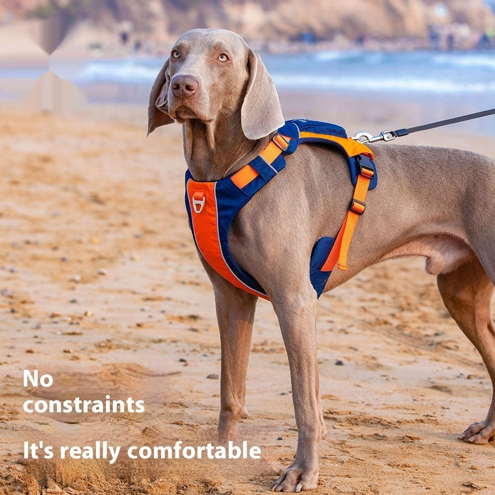 HKM-9125821 Dog Chest Strap Vest - Adjustable Nylon Harness in Orange/Blue and Yellow/Brown