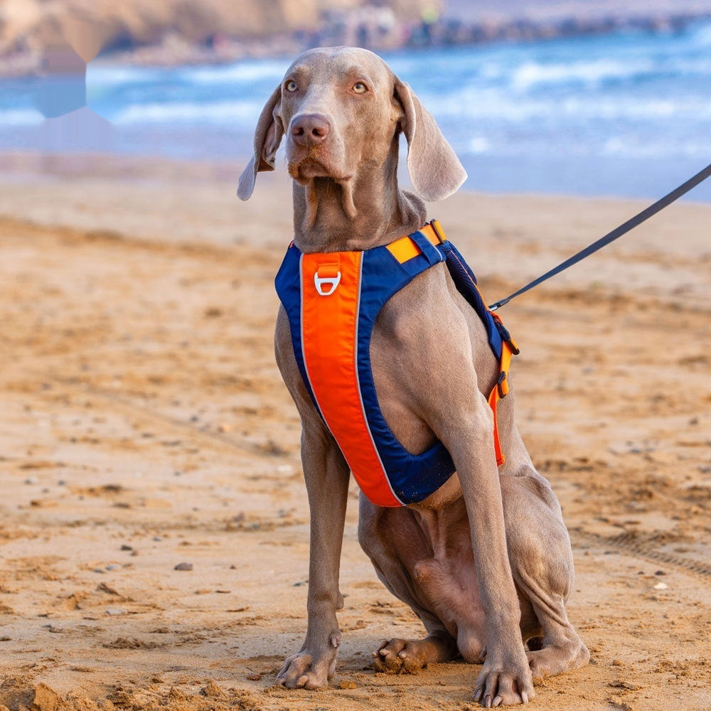 HKM-9125821 Dog Chest Strap Vest - Adjustable Nylon Harness in Orange/Blue and Yellow/Brown