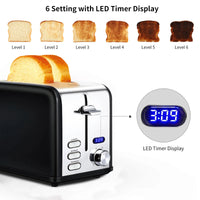 HKM-912595 Digital LED Display Stainless Steel Toaster with Countdown Timer for 2 Slices