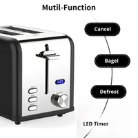 HKM-912595 Digital LED Display Stainless Steel Toaster with Countdown Timer for 2 Slices