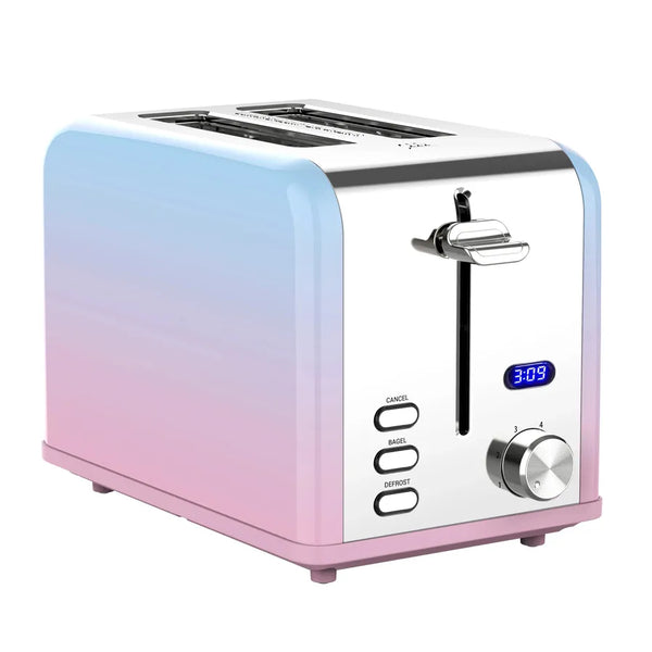 HKM-912595 Digital LED Display Stainless Steel Toaster with Countdown Timer for 2 Slices