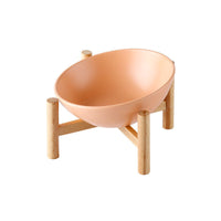 HKM-9126205 Ceramic Pet Bowl with Bamboo Stand - Ergonomic Design for Cats and Dogs
