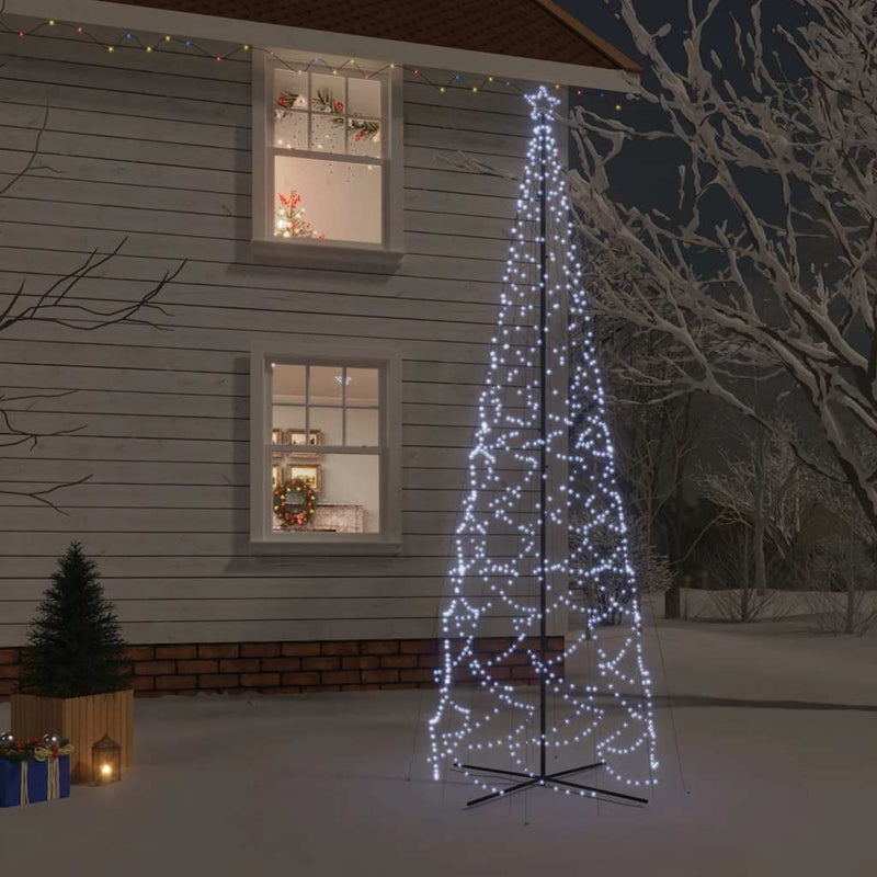 HKM-912659 Illuminated Cone Christmas Tree with 1400 Cool White LEDs, Indoor/Outdoor Use, 160 x 500 cm
