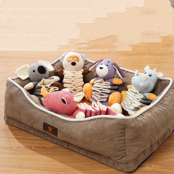 HKM-9126845 Retractable Plush Dog Molar Toys for Puppies - Koala, Puppy, Rhino, Raccoon, Hippo