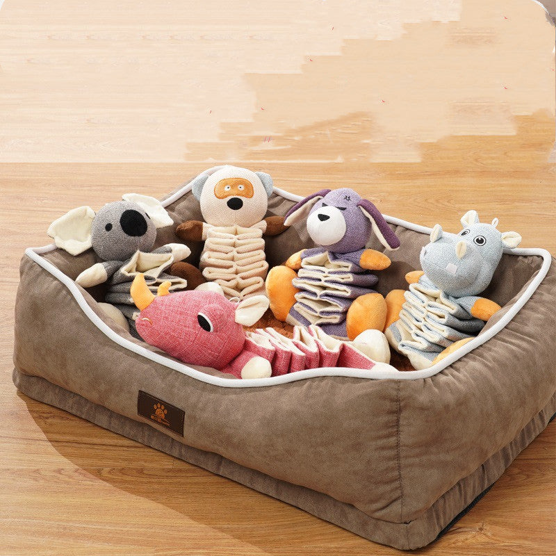HKM-9126845 Retractable Plush Dog Molar Toys for Puppies - Koala, Puppy, Rhino, Raccoon, Hippo
