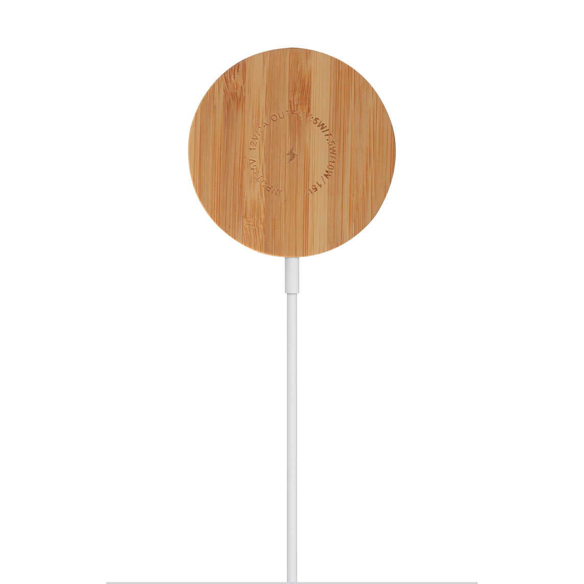 HKM-912723 Magnetic Wireless Charging Pad for iPhone 12 and Other Compatible Models, Bamboo Material, USB-C, Multiple Power Outputs