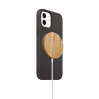 HKM-912723 Magnetic Wireless Charging Pad for iPhone 12 and Other Compatible Models, Bamboo Material, USB-C, Multiple Power Outputs