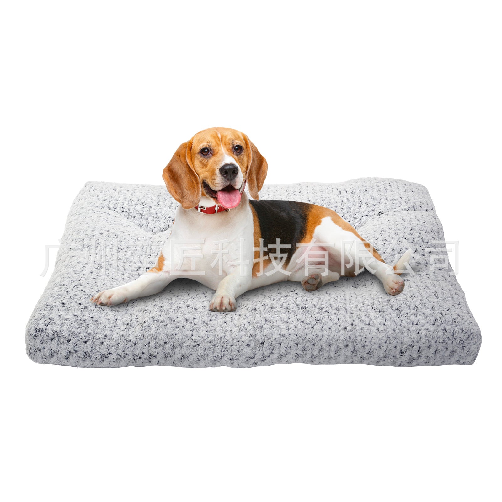 HKM-9127869 Pet Embossed Velvet Dog Bed in Light Gray - Available in Multiple Sizes for Dogs and Cats