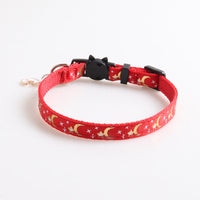 HKM-9127997 Adjustable Nylon Cat Collar with Star and Moon Design, Available in Multiple Colors