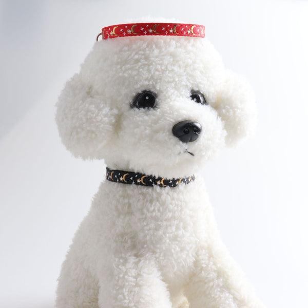 HKM-9127997 Adjustable Nylon Cat Collar with Star and Moon Design, Available in Multiple Colors