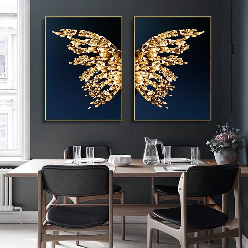 HKM-912851 Golden Butterfly Wings Decorative Artwork - Available in Multiple Sizes
