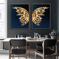 HKM-912851 Golden Butterfly Wings Decorative Artwork - Available in Multiple Sizes