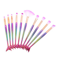 HKM-912915 Loose Powder Eye Shadow Brush Set - 10 Long Handle Makeup Brushes with Wool Fibers