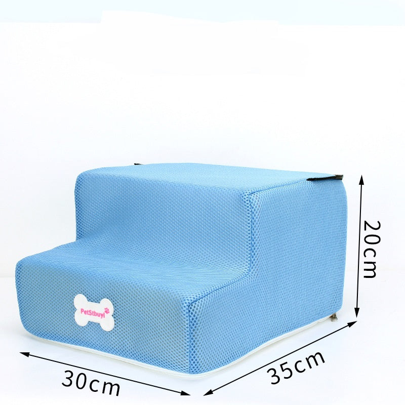 HKM-9130173 Pet Climbing Ladder with Detachable Steps for High Beds and Sofas - Soft Mesh and High-Density Sponge Design