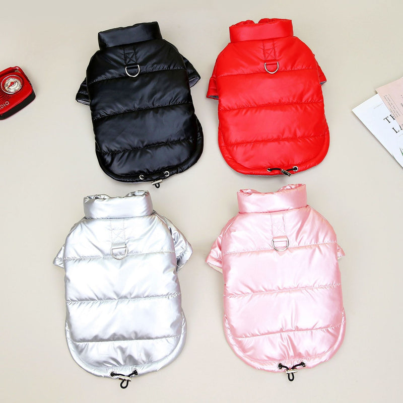 HKM-9131453 Waterproof Autumn and Winter Dog Jacket - Cotton-Padded Coat in Pink, Silver, Black, Red (Sizes S-XXL)