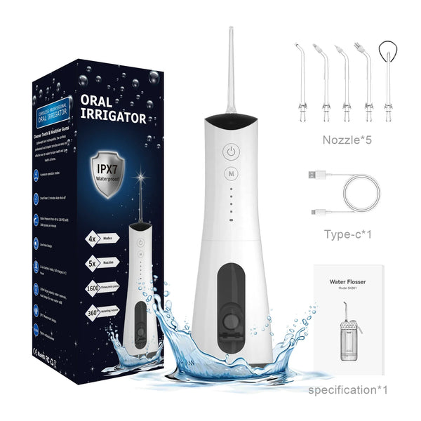 HKM-913171 IPX7 Waterproof Electric Dental Floss Water Flosser for Home and Travel