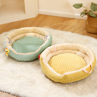 HKM-9131837 Portable Round Velvet Pet Bed Nest with Random Doll for Dogs and Cats - Cozy and Warm Cushion