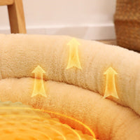 HKM-9131837 Portable Round Velvet Pet Bed Nest with Random Doll for Dogs and Cats - Cozy and Warm Cushion