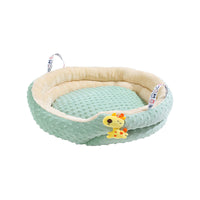 HKM-9131837 Portable Round Velvet Pet Bed Nest with Random Doll for Dogs and Cats - Cozy and Warm Cushion