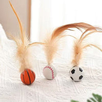 HKM-913299 Interactive Cat Feather Bouncy Balls for Self-Entertainment and Exercise
