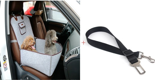 HKM-9134013 Dual-purpose Pet Car Mat for Front Seat with Adjustable Strap and Storage Pockets