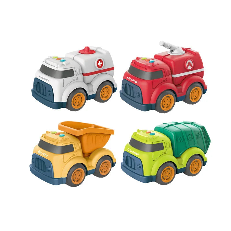 HKM-913491 Fire Engine and Ambulance Truck Toy Set with Lights and Music for Kids Ages 2-7